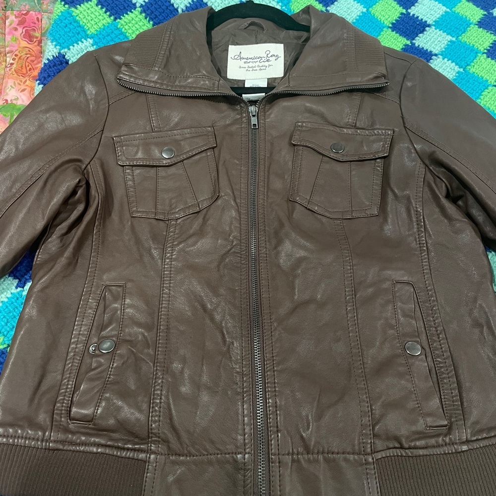 Brown leather jacket